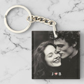 Custom Photo Initial Heart Monogram Couples Gift キーホルダー