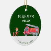 Custom Photo Keepsake Fireman Christmas Firetruck セラミックオーナメント (右)