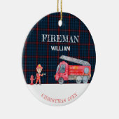 Custom Photo Keepsake Fireman Christmas Firetruck セラミックオーナメント (右)