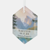 Custom photo keepsake wedding ornament mountain ガラスオーナメント (正面左)