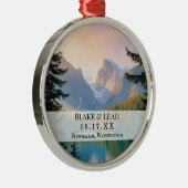 Custom photo keepsake wedding ornament mountain メタルオーナメント (右)