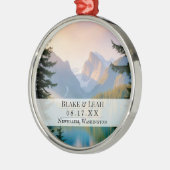 Custom photo keepsake wedding ornament mountain メタルオーナメント (左)
