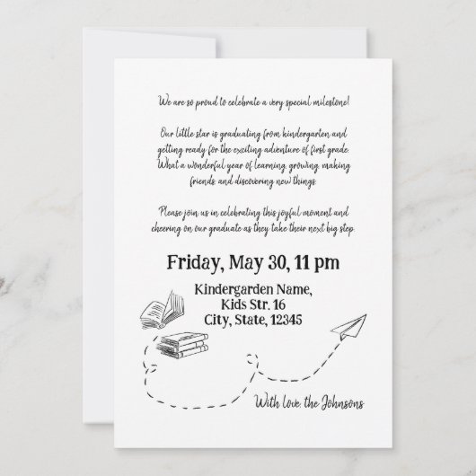 Custom Photo Kindergarten Graduation  招待状 (裏面)
