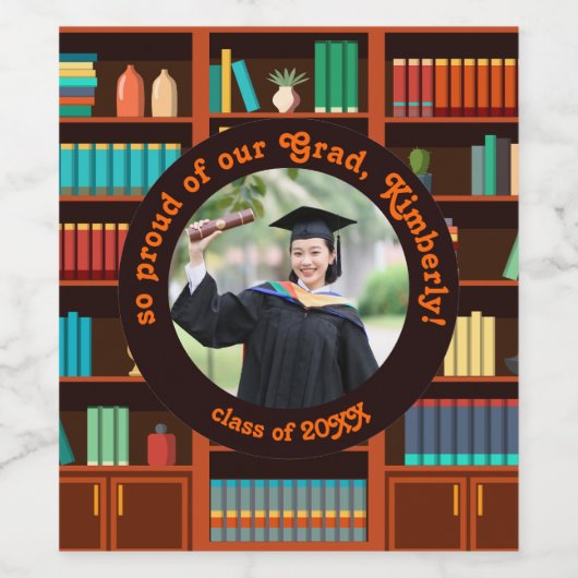 Custom Photo Library-Themed  ワインラベル (シングルラベル)