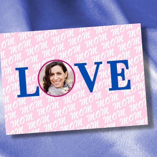 Custom photo love mom love mother modern chic pink カード