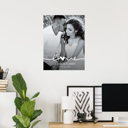Custom Photo Love Script Poster ポスター (ホームオフィス)