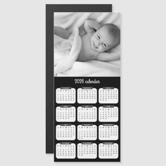 Custom Photo Magnet 2026 Calendar Card (正面/裏面)