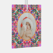 Custom Photo Merry Christmas Modern Colorful ガラスオーナメント (正面右)