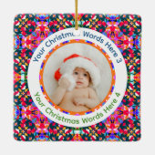 Custom Photo Merry Christmas Modern Colorful セラミックオーナメント (裏面)