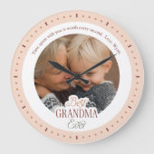 Custom Photo Message Best Grandma Ever Large Clock ラージ壁時計 (正面)