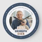 Custom Photo Message Best Grandpa Ever Large Clock ラージ壁時計 (正面)