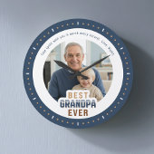 Custom Photo Message Best Grandpa Ever Large Clock ラージ壁時計