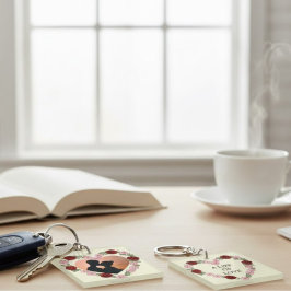 Custom Photo & Message Double-Sided Rose Heart Key キーホルダー