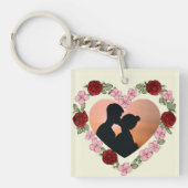 Custom Photo & Message Double-Sided Rose Heart Key キーホルダー (正面)