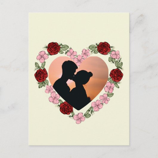 Custom Photo & Message Rose Heart Postcard ポストカード (正面)