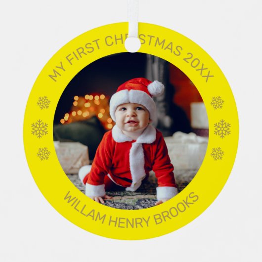 Custom Photo Metal Circle Christmas Ornament メタルオーナメント (正面)