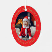 Custom Photo Metal Circle Christmas Ornament メタルオーナメント (正面左)
