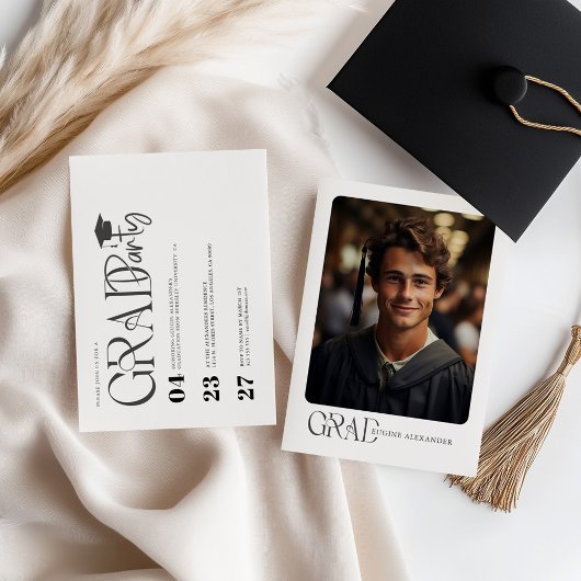 Custom Photo Modern Graduation Party Invite 招待状