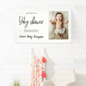 Custom photo Modern Script Baby Shower Welcome  横断幕 (インサイチュ)
