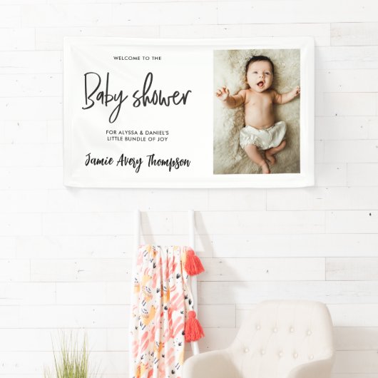 Custom photo Modern Script Baby Shower Welcome  横断幕 (インサイチュ)