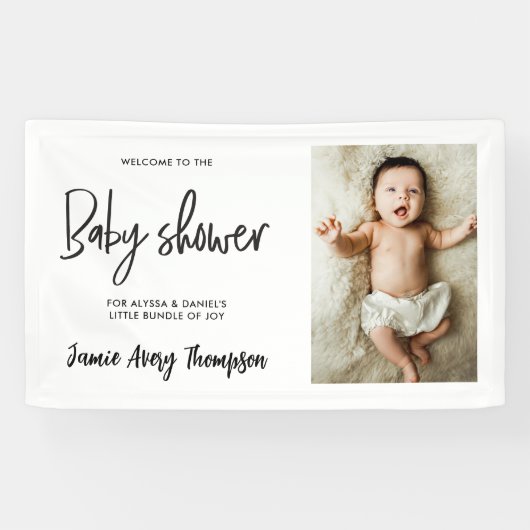 Custom photo Modern Script Baby Shower Welcome  横断幕 (横)