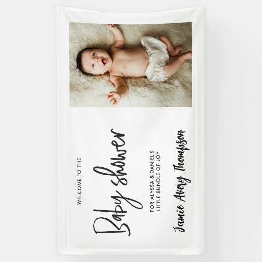 Custom photo Modern Script Baby Shower Welcome  横断幕 (縦)