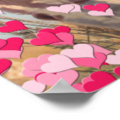 Custom Photo Modern Writing Scattered Pink Hearts ポスター (角)