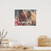 Custom Photo Modern Writing Scattered Pink Hearts ポスター (キッチン)