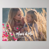 Custom Photo Modern Writing Scattered Pink Hearts ポスター (正面)