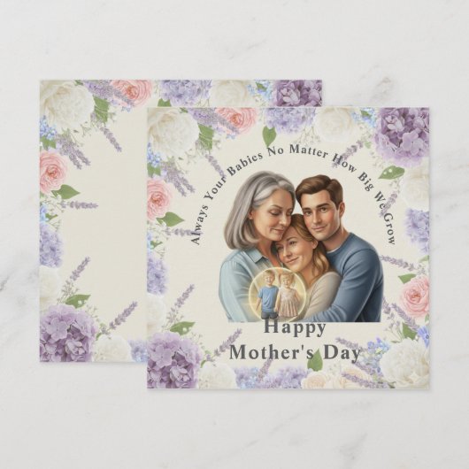 Custom Photo Mother's day 招待状 (正面/裏面)