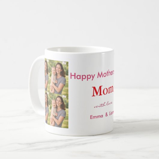 Custom photo Mothers Day Mug コーヒーマグカップ (正面左)