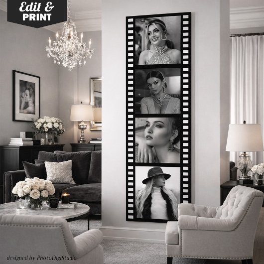 Custom Photo Movie Strip Poster, Hollywood Party  ポスター
