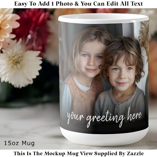 Custom Photo Mug Family, Modern One Photo Easy コーヒーマグカップ