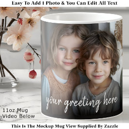 Custom Photo Mug Family, Modern One Photo Easy コーヒーマグカップ