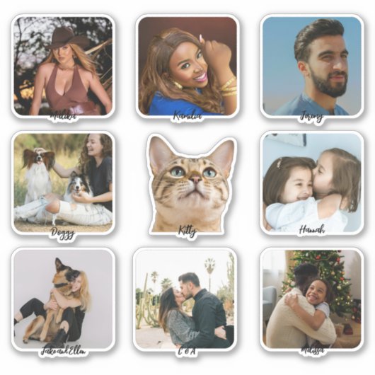 Custom Photo Name Advent Calendar Stickers -9 Pack シール (正面)