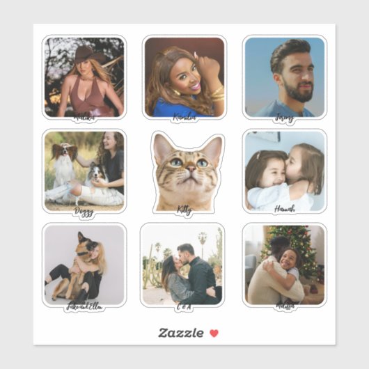 Custom Photo Name Advent Calendar Stickers -9 Pack シール (シート)
