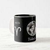 Custom Photo & Name Aries Zodiac Traits Mug ツートーンマグカップ (正面左)