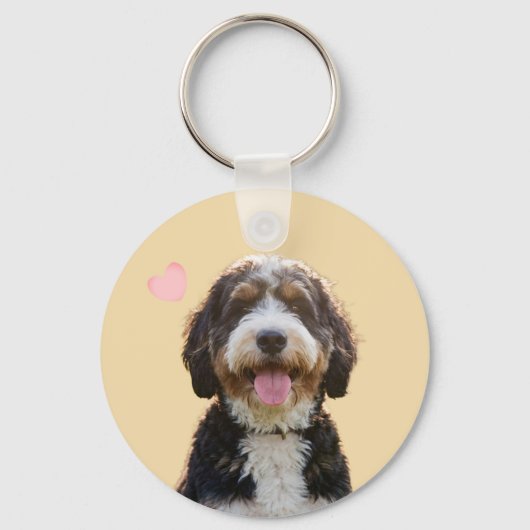 Custom Photo & Name Bernedoodle Mom Keychain Gift キーホルダー (裏面)