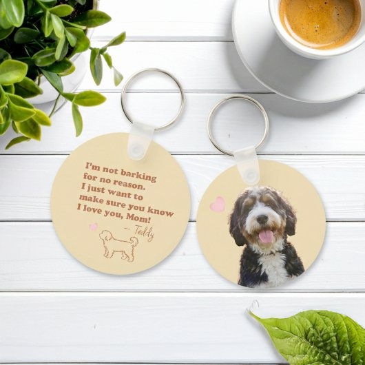 Custom Photo & Name Bernedoodle Mom Keychain Gift キーホルダー