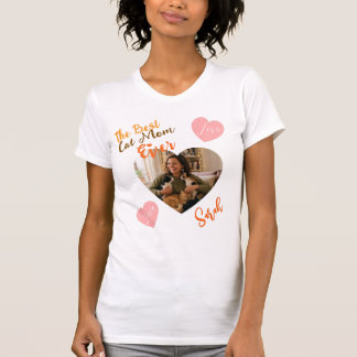 Custom Photo & Name Best Cat Mom Ever T-Shirt Tシャツ