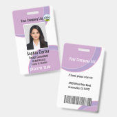 Custom Photo Name Employee ID Badge Purple バッジ (正面＆裏面)