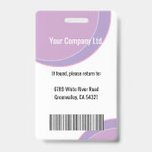 Custom Photo Name Employee ID Badge Purple バッジ (裏面)