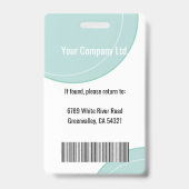 Custom Photo Name Employee ID Badge Teal バッジ (裏面)