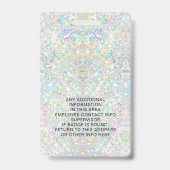 Custom Photo & Name Holographic Glitter Staff  バッジ (裏面)