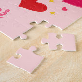 Custom Photo Name Red Pink Hearts Personalized ジグソーパズル (側面)