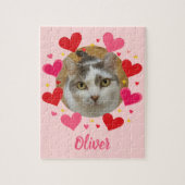 Custom Photo Name Red Pink Hearts Personalized ジグソーパズル (縦)