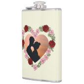 Custom Photo & Name Rose Heart Hip Flask フラスク (左)