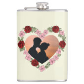 Custom Photo & Name Rose Heart Hip Flask フラスク (正面)