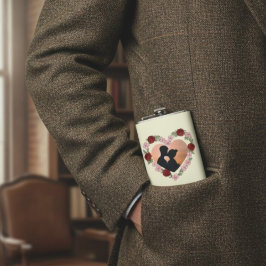 Custom Photo & Name Rose Heart Hip Flask フラスク