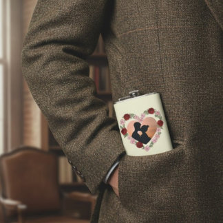 Custom Photo & Name Rose Heart Hip Flask フラスク